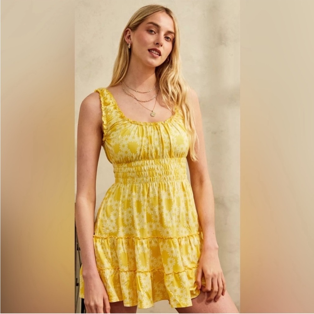 Urban Outfitters Lizzy Floral Smocked Mini Dress